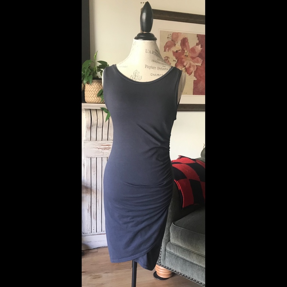 LEITH Blue Gray BodyCon Sleeveless Jewel Neck Dress Size M